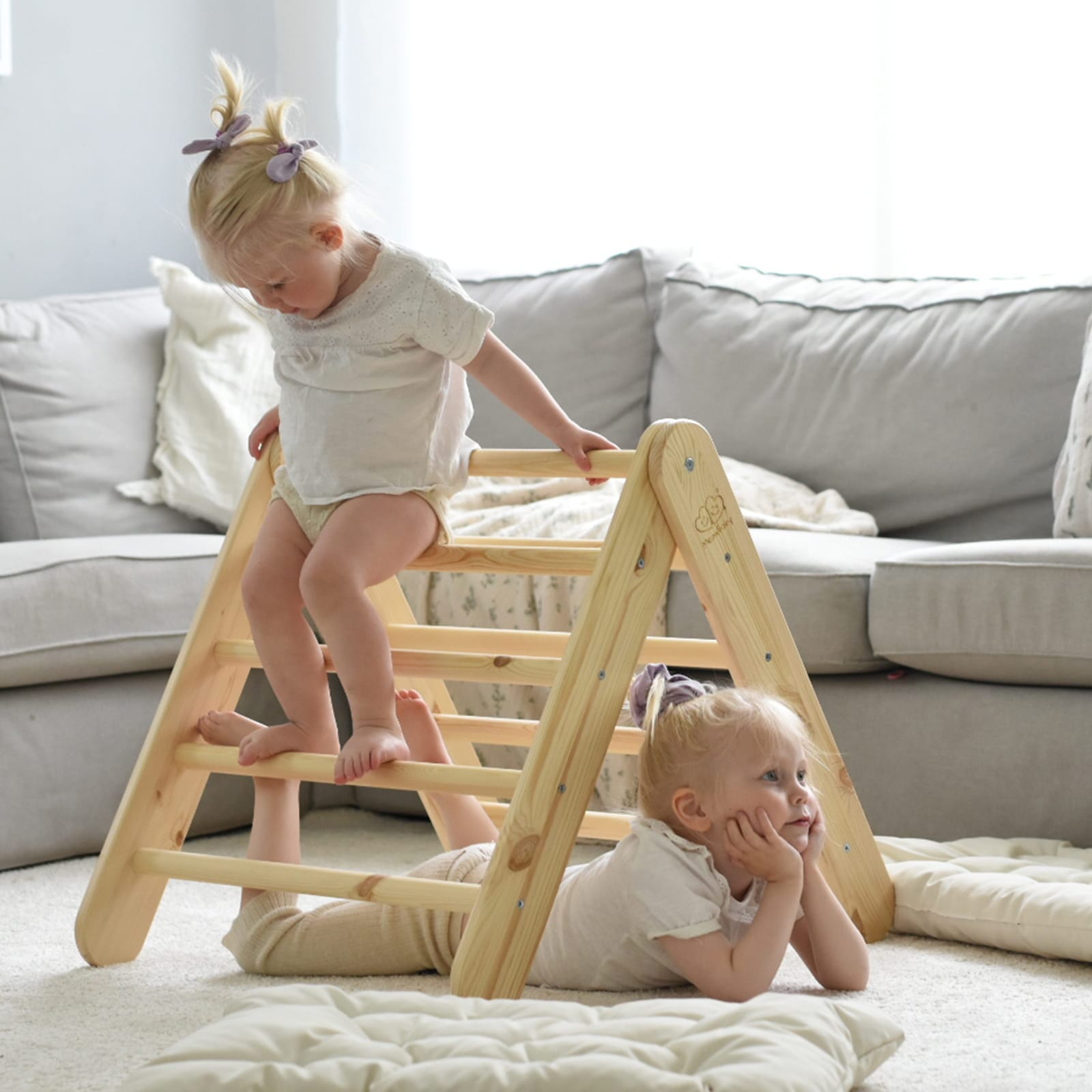 Meowbaby Wooden Climbing Triangle for Kids with Slide 2 in 1