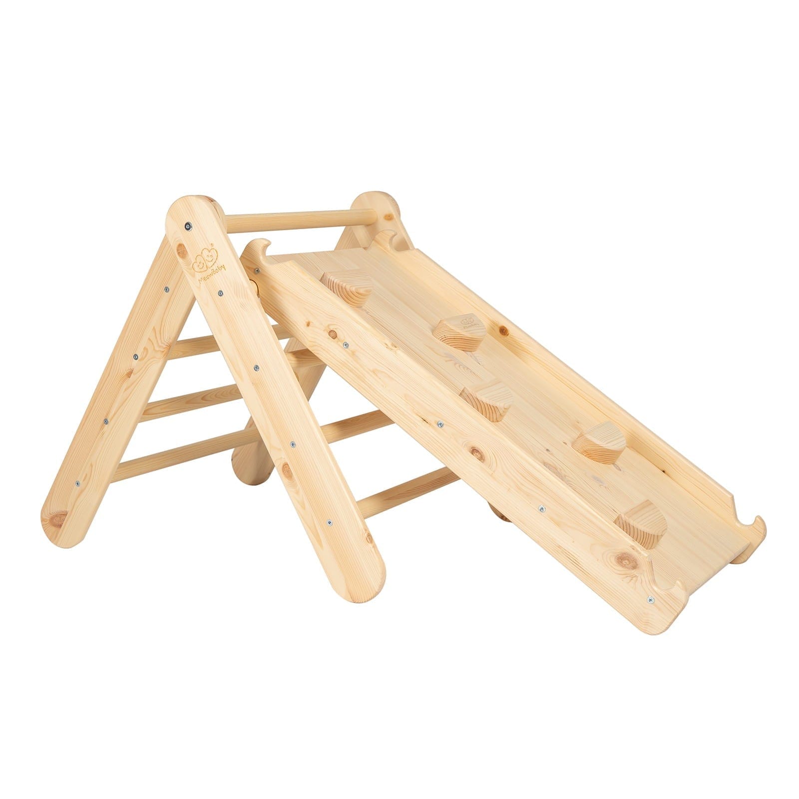 Meowbaby Wooden Climbing Triangle for Kids with Slide 2 in 1