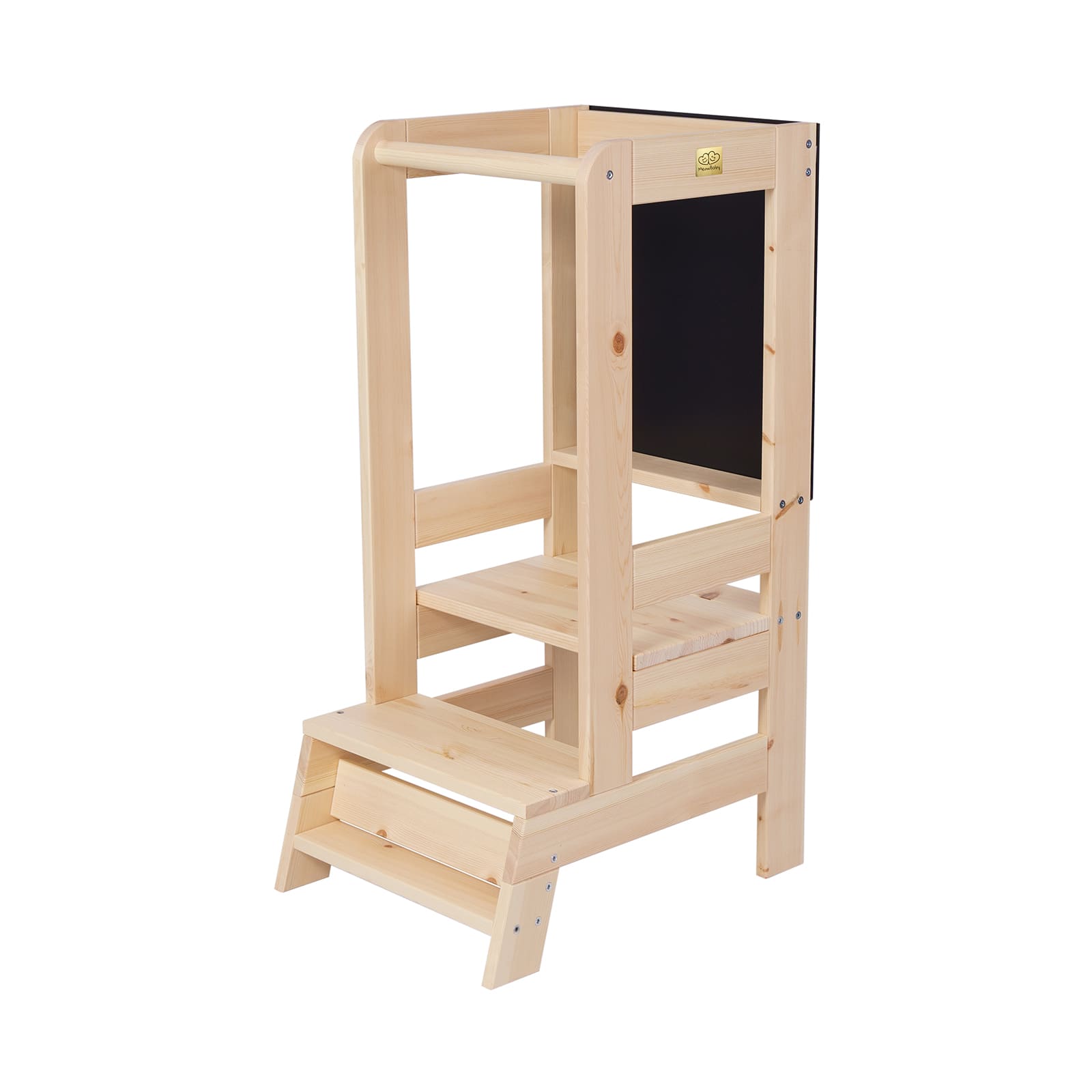 Meowbaby Wooden Kitchen Nursery Step Stool for Kids | 3 Adjustable Height