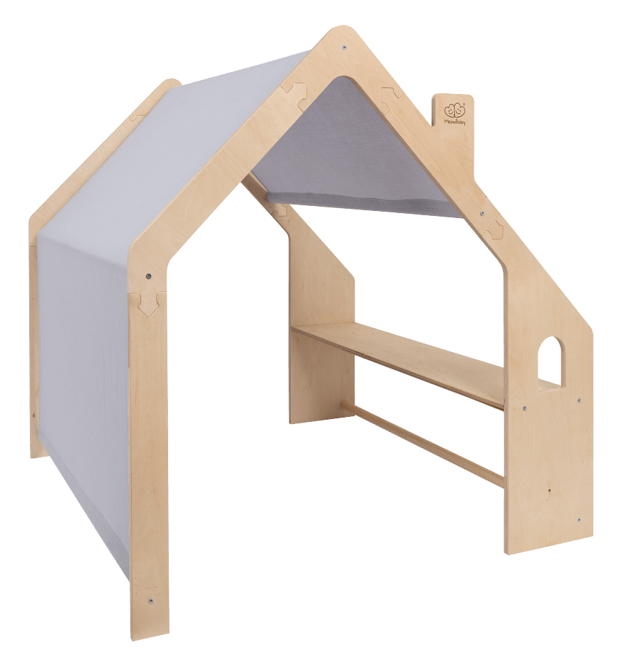 Meowbaby Wooden Playhouse for Kids - Large Indoor Play Tent