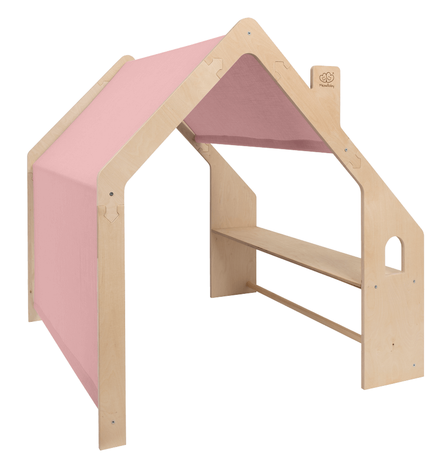 Meowbaby Wooden Playhouse for Kids - Large Indoor Play Tent