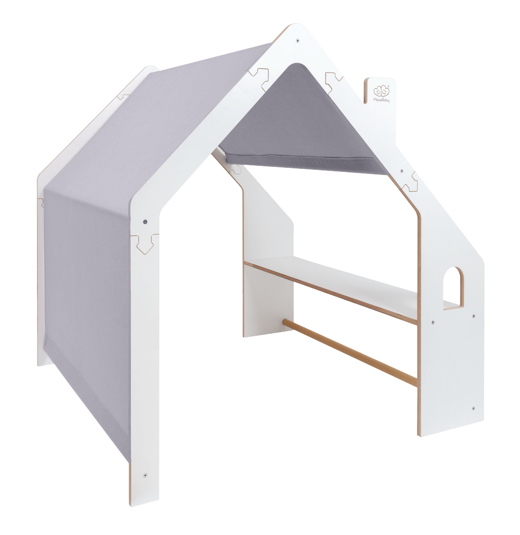 Meowbaby Wooden Playhouse for Kids - Large Indoor Play Tent