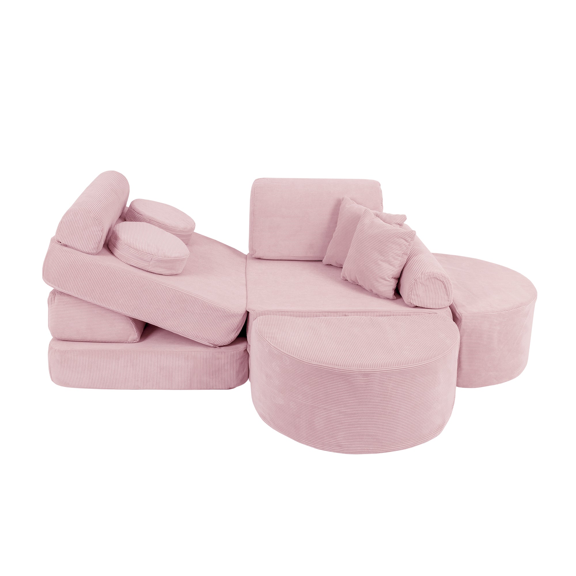 Canapé de jeu modulable Pocket 120cm en velours Corduroy à fines côtes Slimcord | 12 Pièces