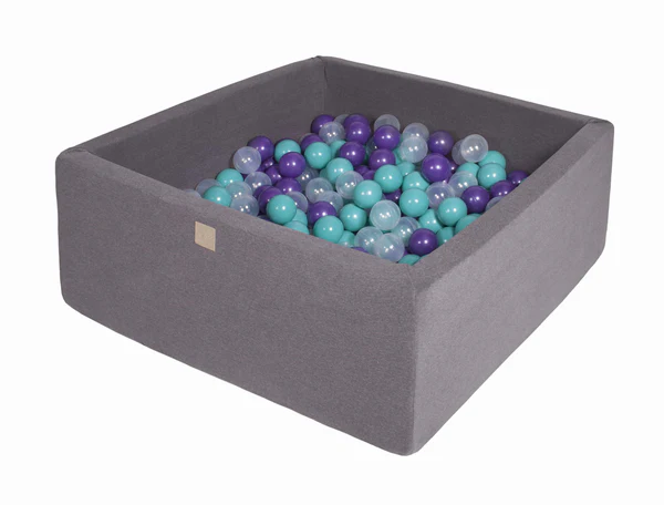 Piscine à balles carrée 90x90 cm en jersey, 300 balles - Gris | Balles au choix