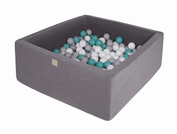 Piscine à balles carrée 90x90 cm en jersey, 300 balles - Gris | Balles au choix