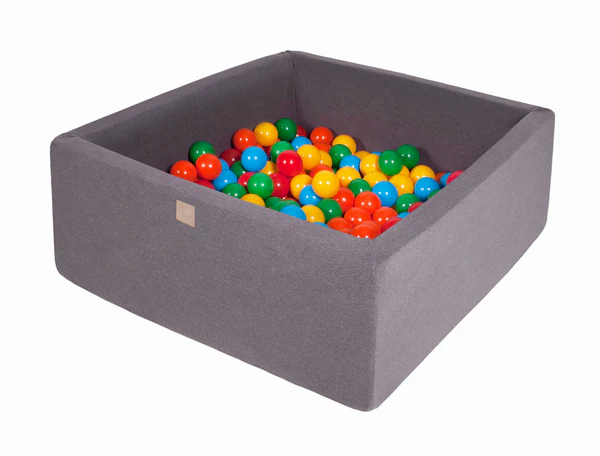 Piscine à balles carrée 90x90 cm en jersey, 300 balles - Gris | Balles au choix