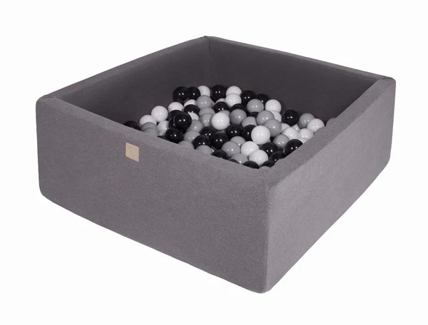 Piscine à balles carrée 90x90 cm en jersey, 300 balles - Gris | Balles au choix
