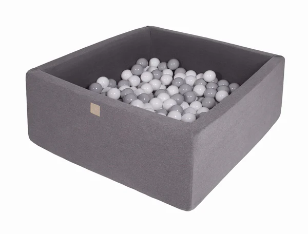 Piscine à balles carrée 90x90 cm en jersey, 300 balles - Gris | Balles au choix