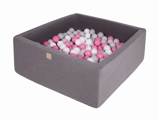 Piscine à balles carrée 90x90 cm en jersey, 300 balles - Gris | Balles au choix