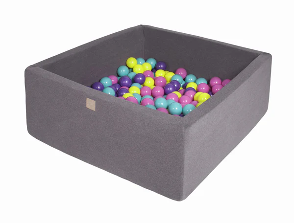 Piscine à balles carrée 90x90 cm en jersey, 300 balles - Gris | Balles au choix