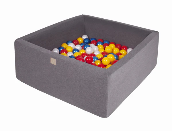 Piscine à balles carrée 90x90 cm en jersey, 300 balles - Gris | Balles au choix
