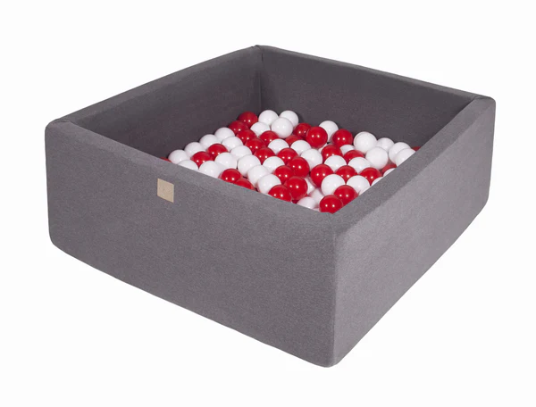 Piscine à balles carrée 90x90 cm en jersey, 300 balles - Gris | Balles au choix