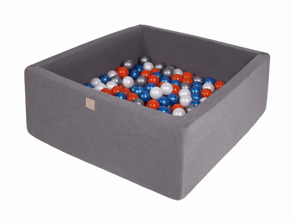 Piscine à balles carrée 90x90 cm en jersey, 300 balles - Gris | Balles au choix