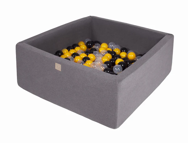 Piscine à balles carrée 90x90 cm en jersey, 300 balles - Gris | Balles au choix