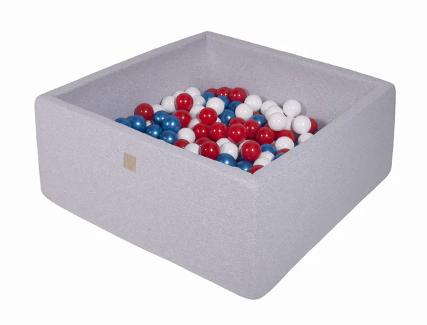 Piscine à balles carrée 110x110 cm en jersey, 400 balles - Gris clair | Balles au choix