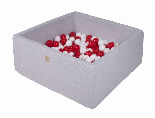 Piscine à balles carrée 110x110 cm en jersey, 400 balles - Gris clair | Balles au choix