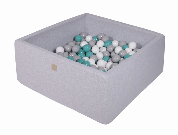 Piscine à balles carrée 110x110 cm en jersey, 400 balles - Gris clair | Balles au choix