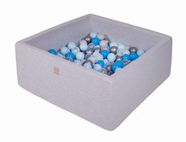 Piscine à balles carrée 110x110 cm en jersey, 400 balles - Gris clair | Balles au choix