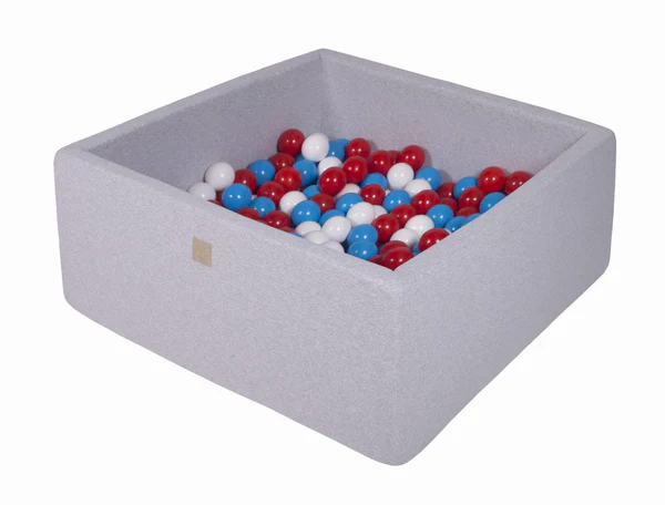 Piscine à balles carrée 110x110 cm en jersey, 400 balles - Gris clair | Balles au choix