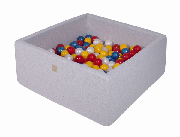 Piscine à balles carrée 110x110 cm en jersey, 400 balles - Gris clair | Balles au choix