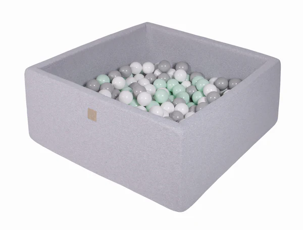 Piscine à balles carrée 110x110 cm en jersey, 400 balles - Gris clair | Balles au choix
