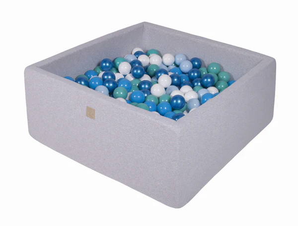 Piscine à balles carrée 110x110 cm en jersey, 400 balles - Gris clair | Balles au choix