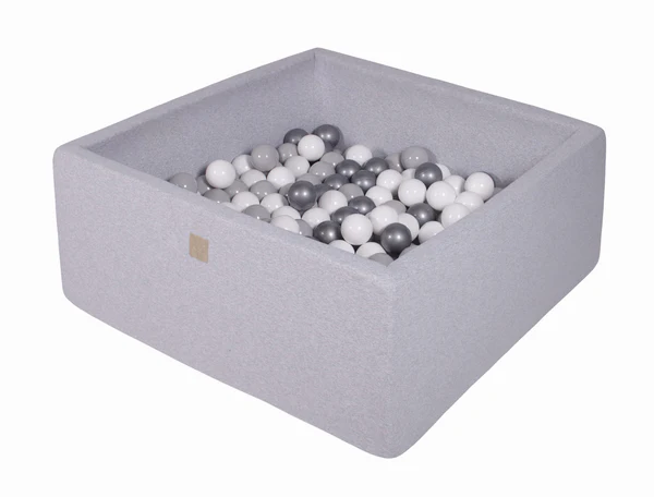 Piscine à balles carrée 110x110 cm en jersey, 400 balles - Gris clair | Balles au choix