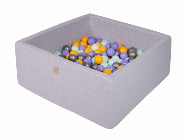 Piscine à balles carrée 110x110 cm en jersey, 400 balles - Gris clair | Balles au choix