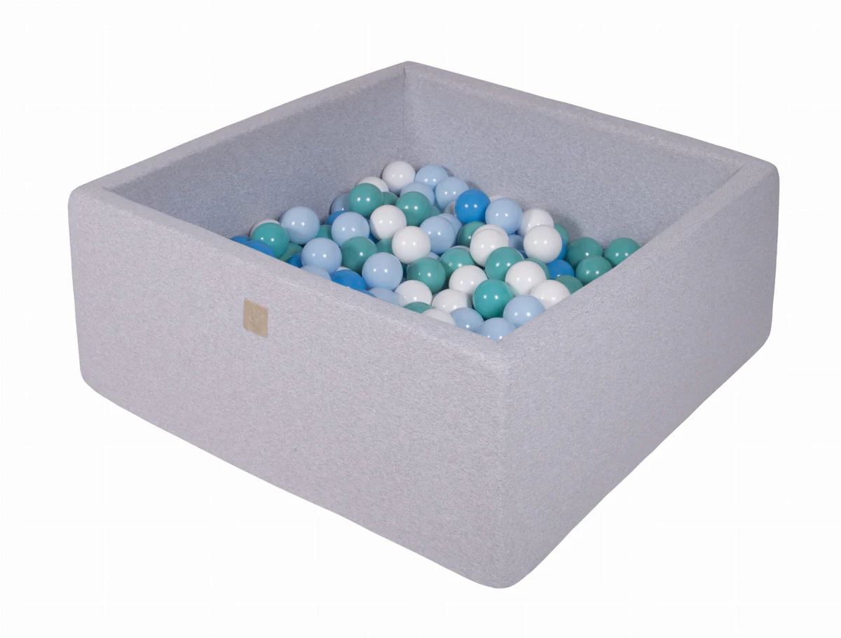 Piscine à balles carrée 110x110 cm en jersey, 400 balles - Gris clair | Balles au choix