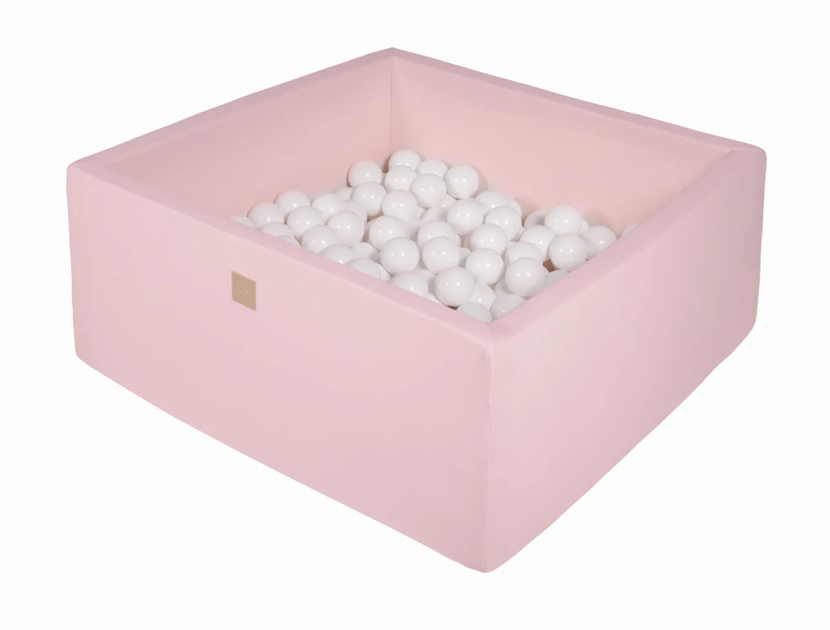 Piscine à balles carrée 90x90 cm en jersey, 300 balles - Rose | Balles au choix