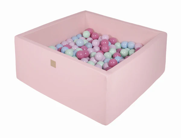 Piscine à balles carrée 90x90 cm en jersey, 300 balles - Rose | Balles au choix