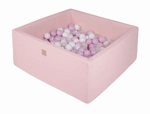 Piscine à balles carrée 90x90 cm en jersey, 300 balles - Rose | Balles au choix