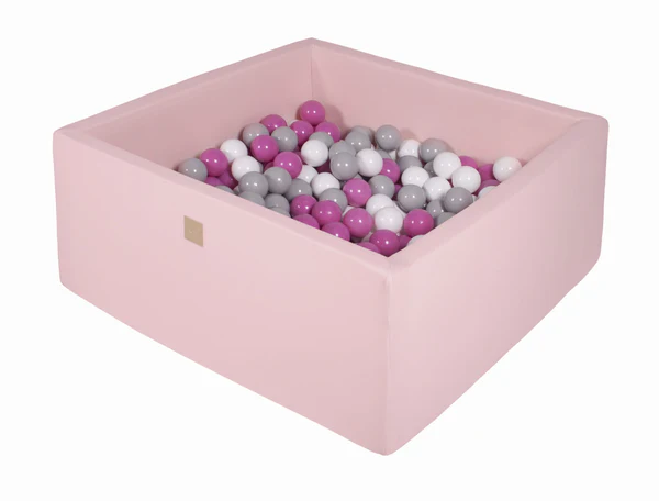 Piscine à balles carrée 90x90 cm en jersey, 300 balles - Rose | Balles au choix