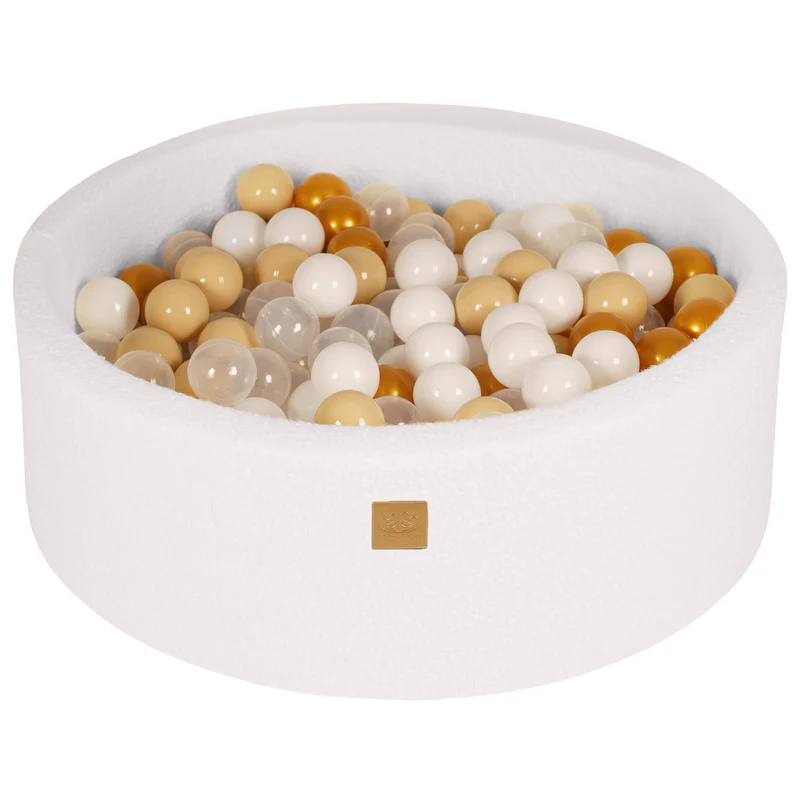 Piscine à balles ronde 90x30 cm en bouclette, 200 balles - Blanc | Balles au choix