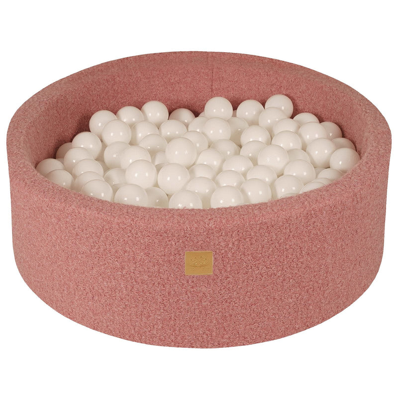 Piscine à balles ronde 90x30 cm en bouclette, 200 balles - Rose | Balles au choix