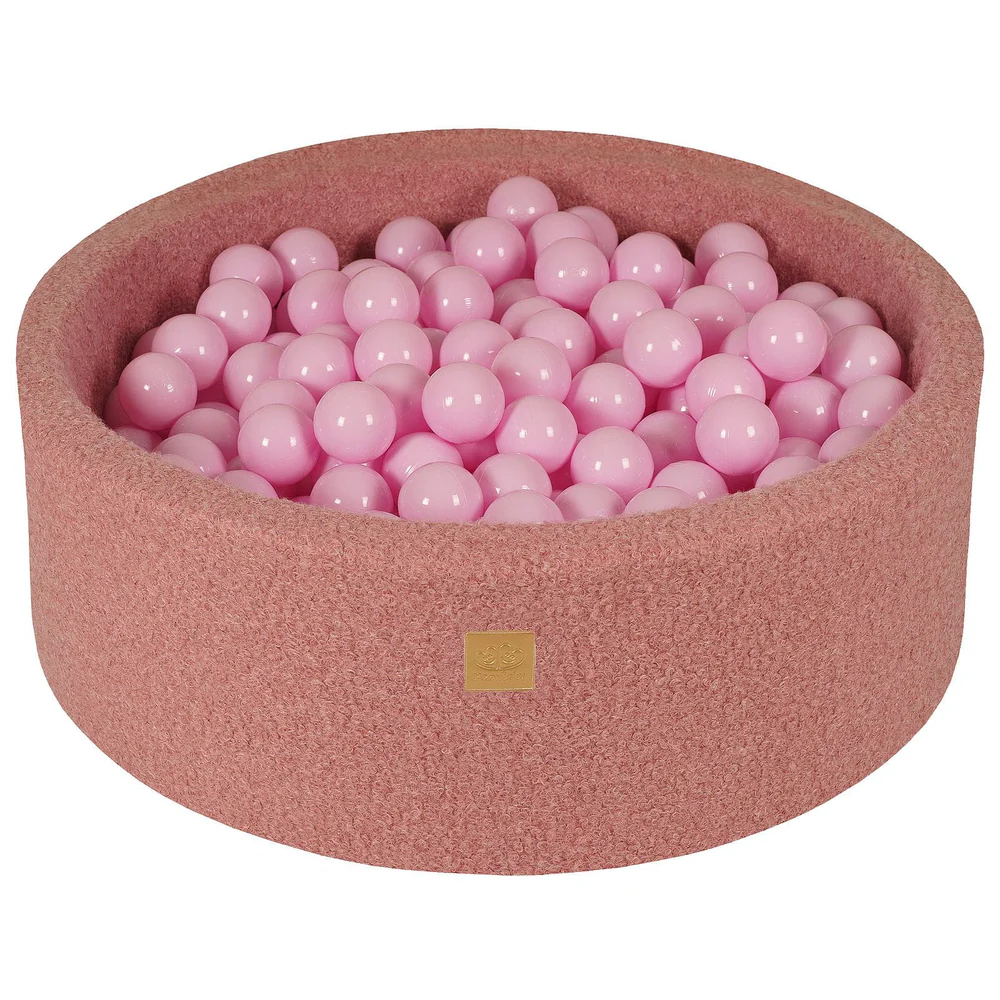Piscine à balles ronde 90x30 cm en bouclette, 200 balles - Rose | Balles au choix
