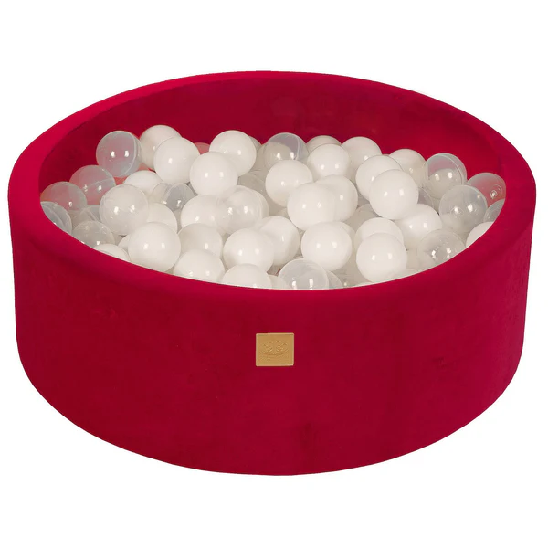 Piscine à balles ronde 90x30 cm en velours, 200 balles - Fuchsia | Balles au choix