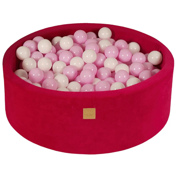 Piscine à balles ronde 90x30 cm en velours, 200 balles - Fuchsia | Balles au choix