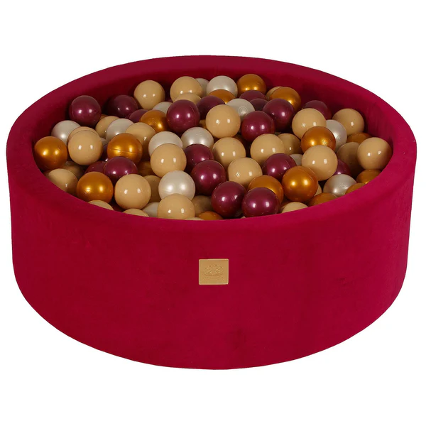 Piscine à balles ronde 90x30 cm en velours, 200 balles - Fuchsia | Balles au choix