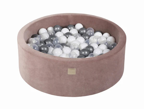 Piscine à balles ronde 90x30 cm en velours, 200 balles - Marron glacé | Balles au choix