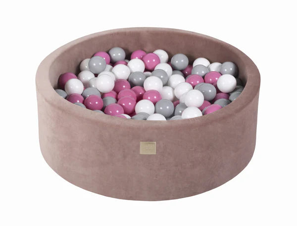 Piscine à balles ronde 90x30 cm en velours, 200 balles - Marron glacé | Balles au choix
