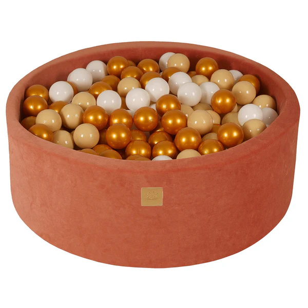 Piscine à balles ronde 90x30 cm en velours, 200 balles - Marsala | Balles au choix