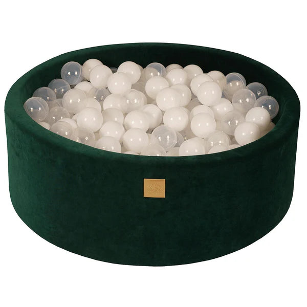 Piscine à balles ronde 90x30 cm en velours, 200 balles - Vert | Balles au choix