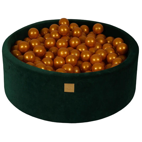 Piscine à balles ronde 90x30 cm en velours, 200 balles - Vert | Balles au choix