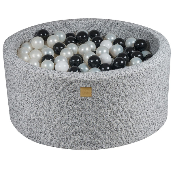 Piscine à balles ronde 90x40 cm en bouclette, 300 balles - Gris mélangé | Balles au choix