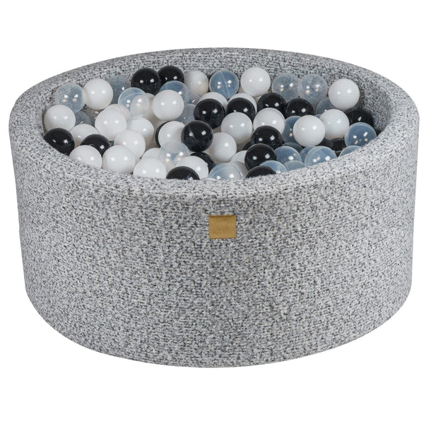 Piscine à balles ronde 90x40 cm en bouclette, 300 balles - Gris mélangé | Balles au choix