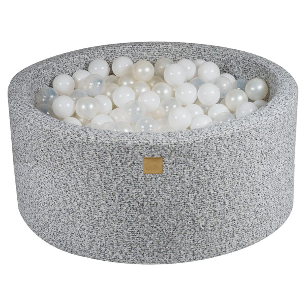 Piscine à balles ronde 90x40 cm en bouclette, 300 balles - Gris mélangé | Balles au choix