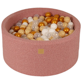 Piscine à balles ronde 90x40 cm en bouclette, 300 balles - Rose | Balles au choix