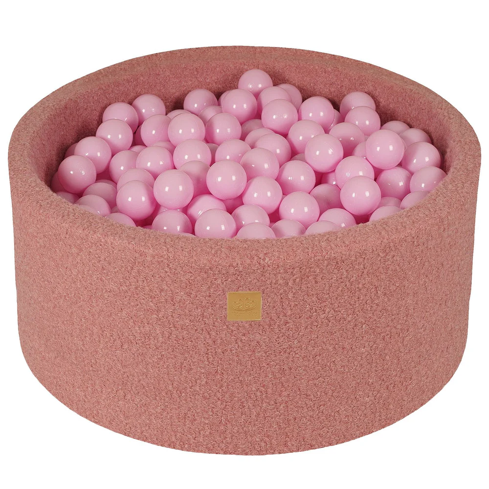Piscine à balles ronde 90x40 cm en bouclette, 300 balles - Rose | Balles au choix