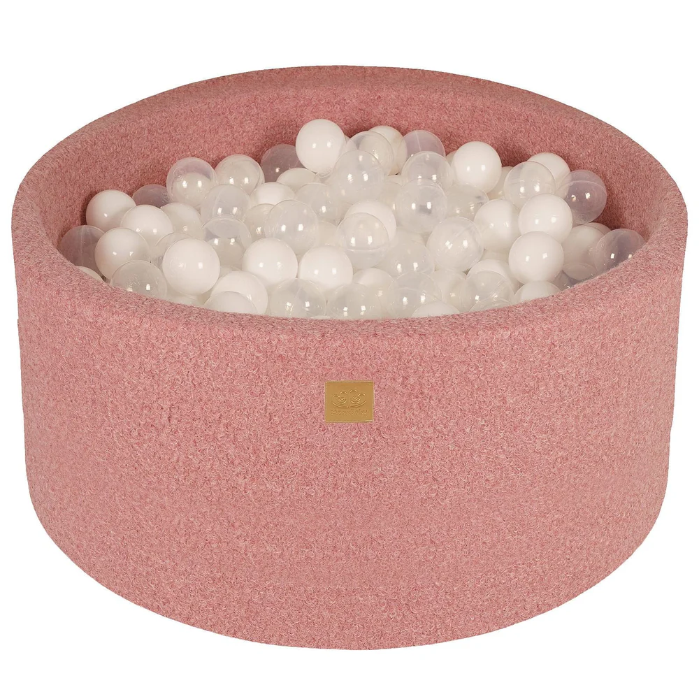 Piscine à balles ronde 90x40 cm en bouclette, 300 balles - Rose | Balles au choix